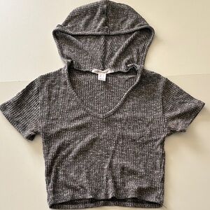 Revamped Charcoal Ribbed Knit Top